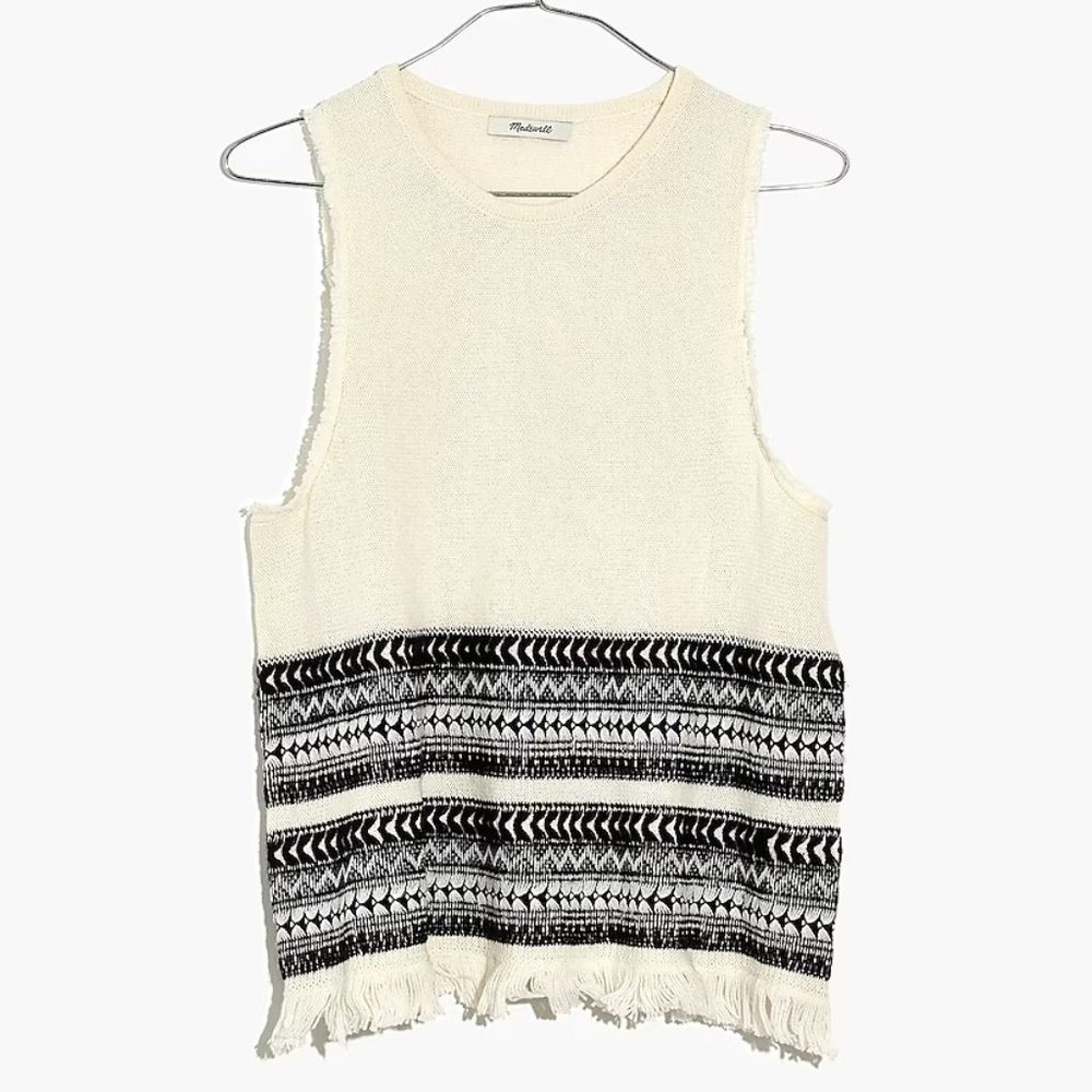 Madewell Villagrove Sweater Tank in Bright Ivory Size XXS